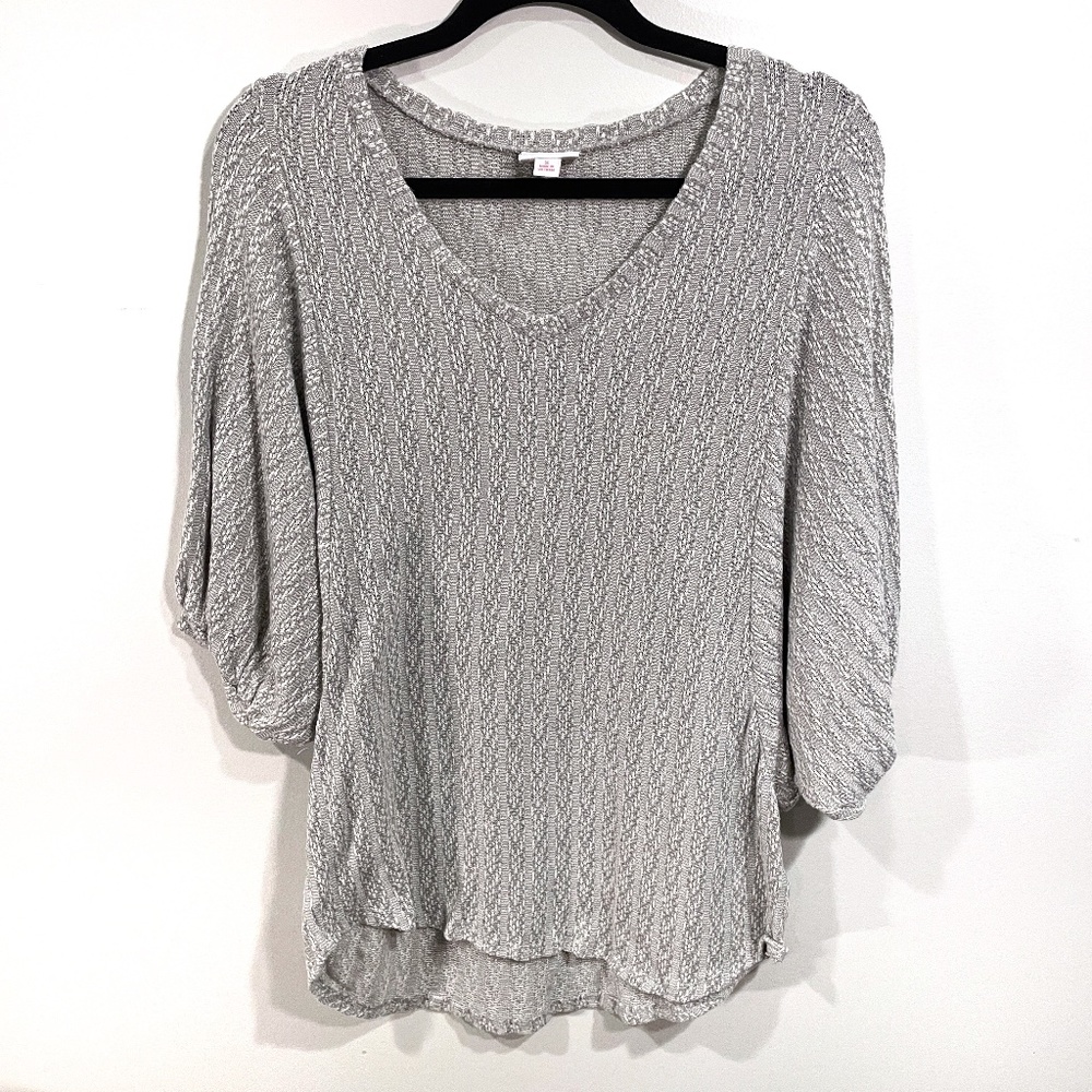 Lularoe Renee Balloon Sleeve Sweater Knit Top V-neckline Gray Color Womens S